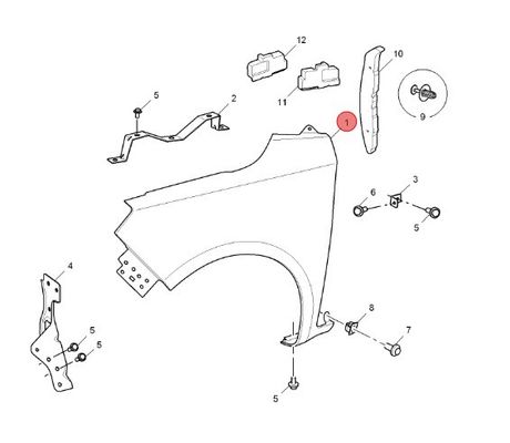 Auto Parts Car Left Front Fender Leaf Plate for MG3/MG3-14 10059579 Iron 90x90x21cm